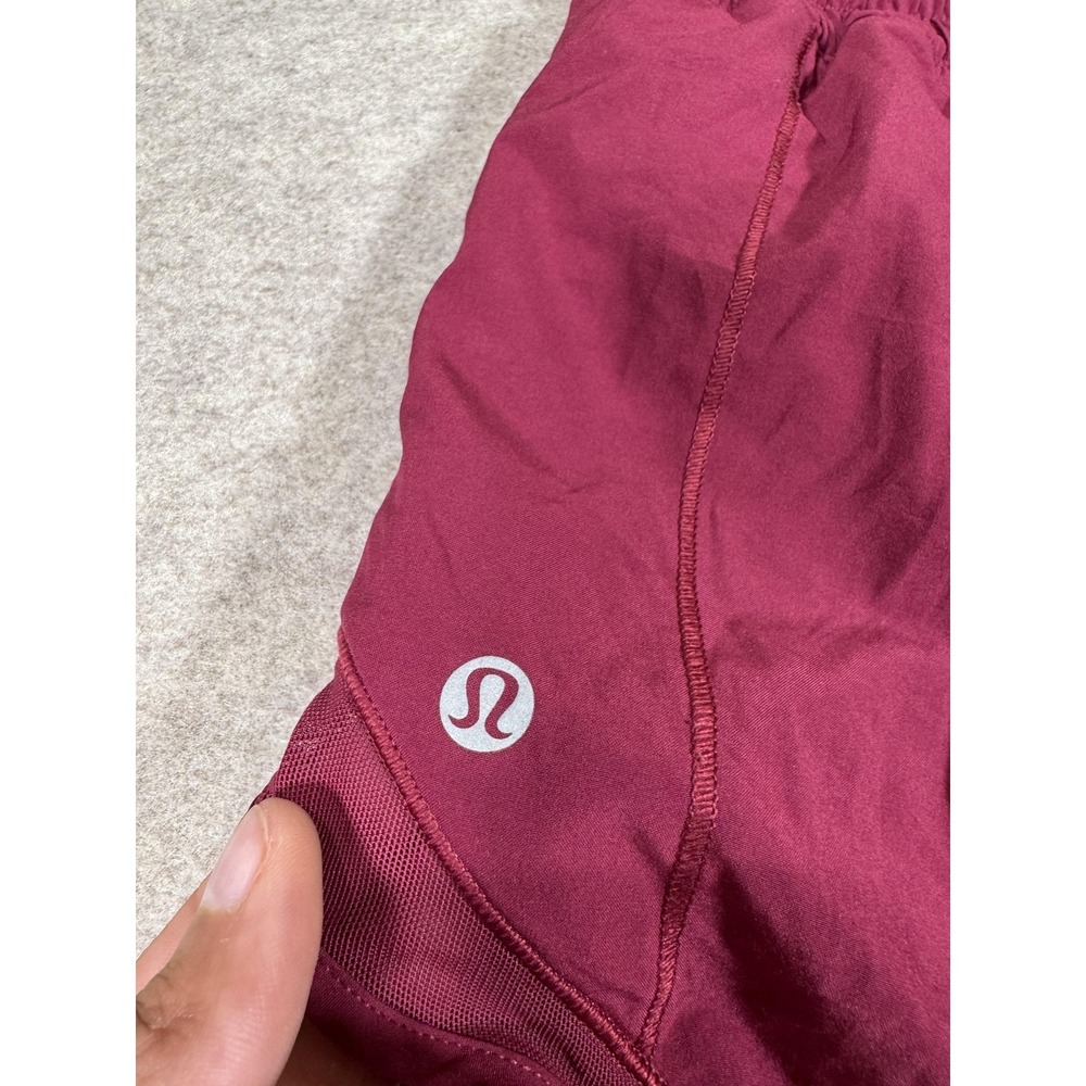 Lululemon Running Shorts Womens 4 Purple Lined Zip Pocket Mesh 3 In Split Hem - Picture 8 of 15